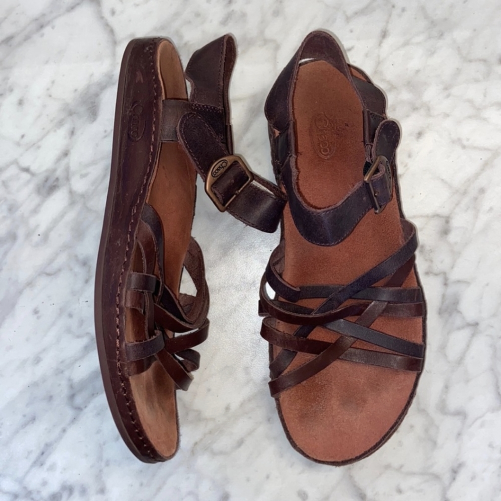Chaco Woman’s Fallon Leather Sandals Java Size 8 - image 2